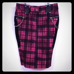 Vintage Lip Service Pink Plaid Punk Pencil Skirt